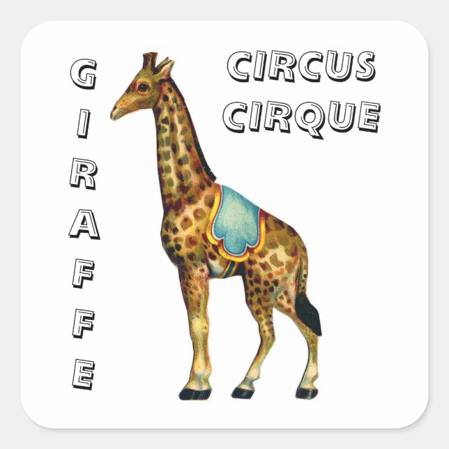 Sticker Carré girafe du cirque vintage (Devant)