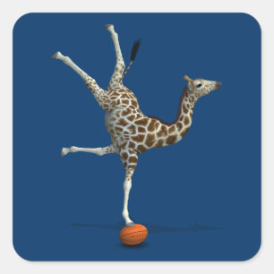 Sticker Carré Girafe en équilibre