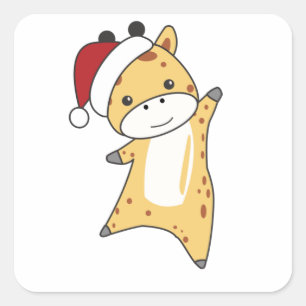 Sticker Carré Girafe Girafe Animaux d'hiver