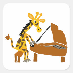 Sticker Carré Girafe idiote jouant le piano