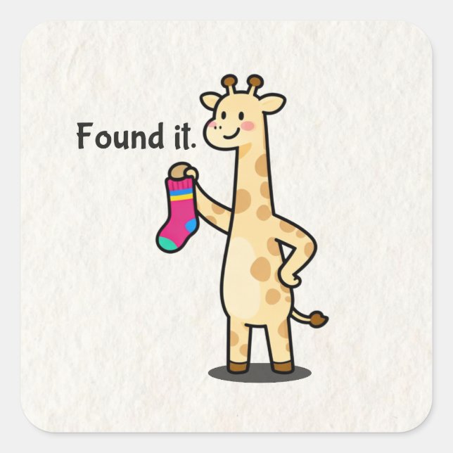 Sticker Carré Girafe Mignonne Drôle Esthétique  (Devant)