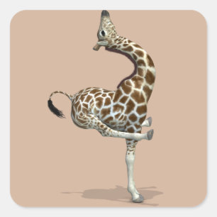 Sticker Carré Girafe Sportive Drôle