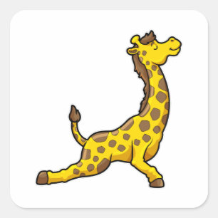 Sticker Carré Giraffe au Yoga Stretching exercices Leg