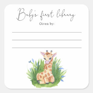 Sticker Carré Giraffe - Baby shower, livres pour bébé
