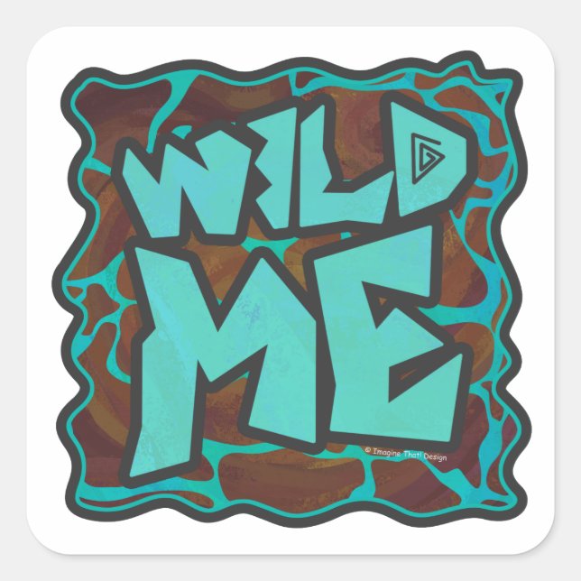 Sticker Carré Giraffe Impression Brown et Turquoise (Devant)