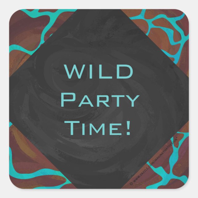 Sticker Carré Giraffe Impression Brown et Turquoise (Devant)