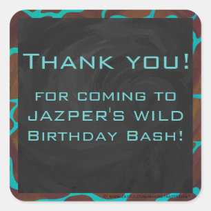 Sticker Carré Giraffe Impression Brown et Turquoise