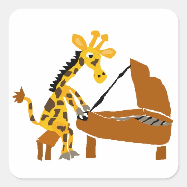 Sticker Carré Giraffe sotte Jouer du piano (Devant)