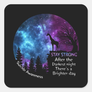 Sticker Carré Giraffe Suicide Sensibilisation Restez fort Giraff