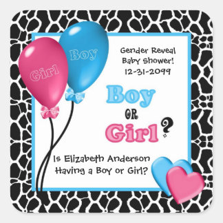 Sticker Carré Giraffe tendance Imprimer Baby shower de révélatio