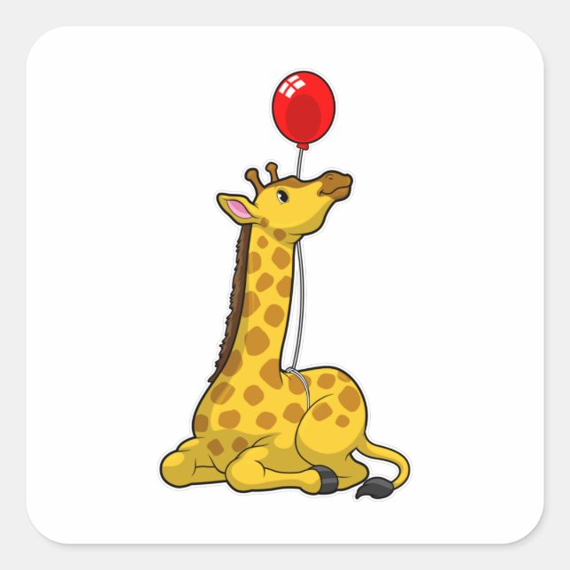 Sticker Carré Giraffe with Balloon (Devant)