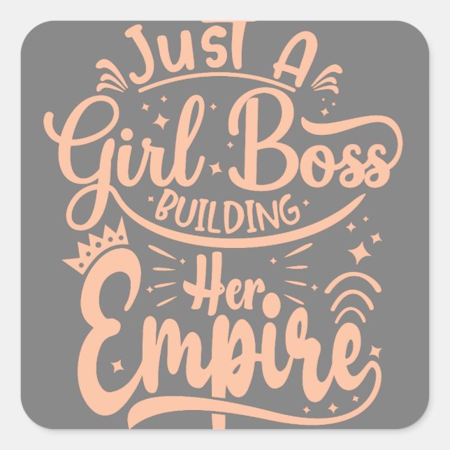 Sticker Carré Girl Boss Construire Son Empire Word Art (Devant)