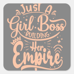 Sticker Carré Girl Boss Construire Son Empire Word Art