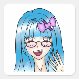 Sticker Carré Girl Drawing