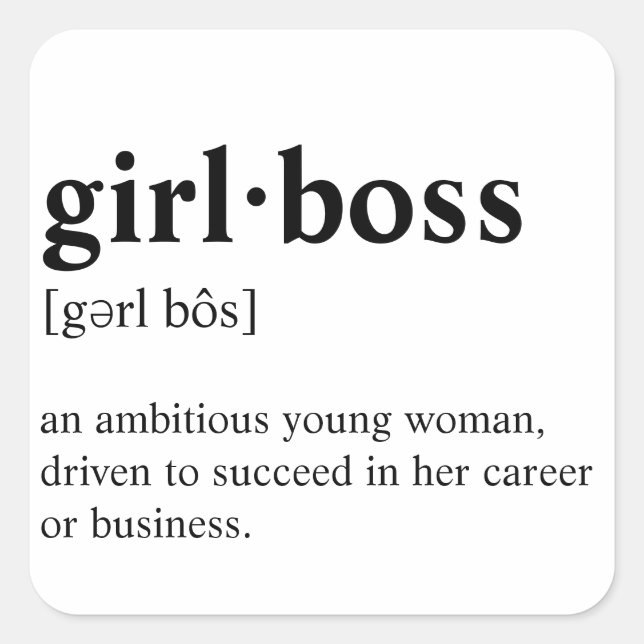 Sticker Carré Girlboss - Signification du dictionnaire (Devant)