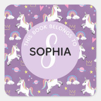 Girls Cute Unicorn Motif et nom Kids Boplate