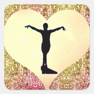 Sticker Carré Girls Gymnastique Rustic Glam Sparkle