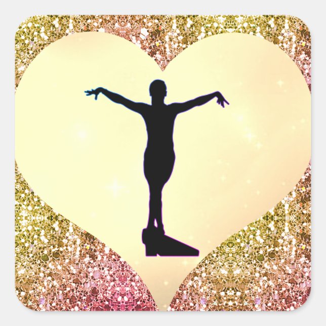 Sticker Carré Girls Gymnastique Rustic Glam Sparkle (Devant)