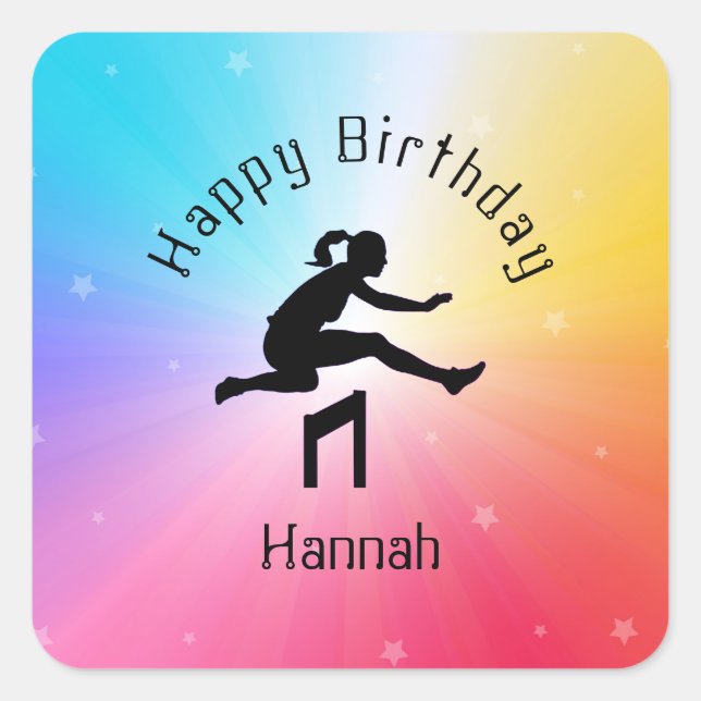 Sticker Carré Girls Track & Field Rainbow Stars (Devant)