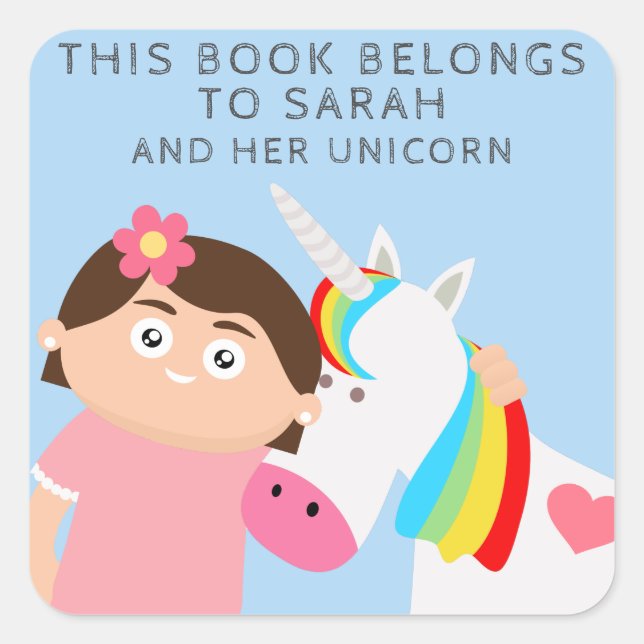 Sticker Carré Girls Unicorn (Devant)