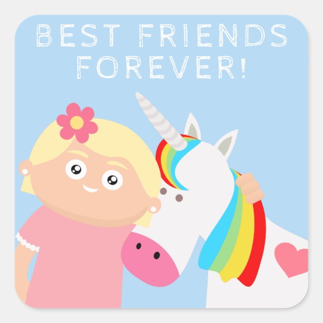 Sticker Carré Girls Unicorn (Devant)