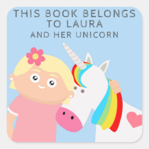 Sticker Carré Girls Unicorn