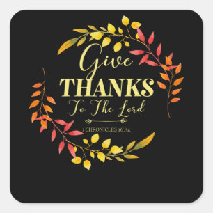 Sticker Carré Give God Merci - Christian Bible Verse
