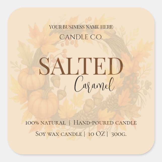 Sticker Carré Give Thanks Salted Caramel Candle Label (Devant)
