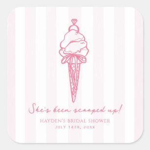 Sticker Carré Glace à la cuillère Mariage Fiançailles 