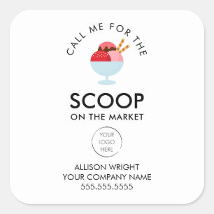 Sticker Carré Glace de l'agent immobilier Appelez-moi pour le tu