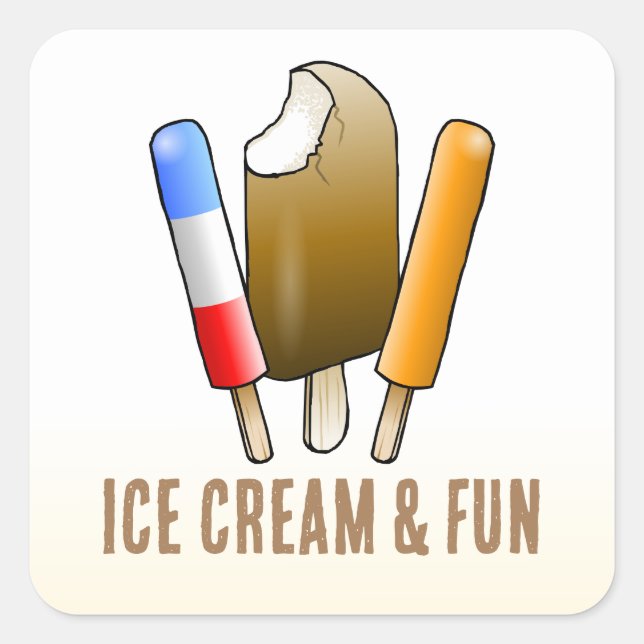 Sticker Carré Glace et Anniversaire Amusant (Devant)