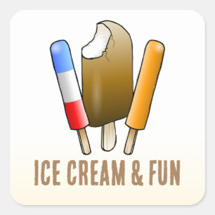 Sticker Carré Glace et sucette glacée