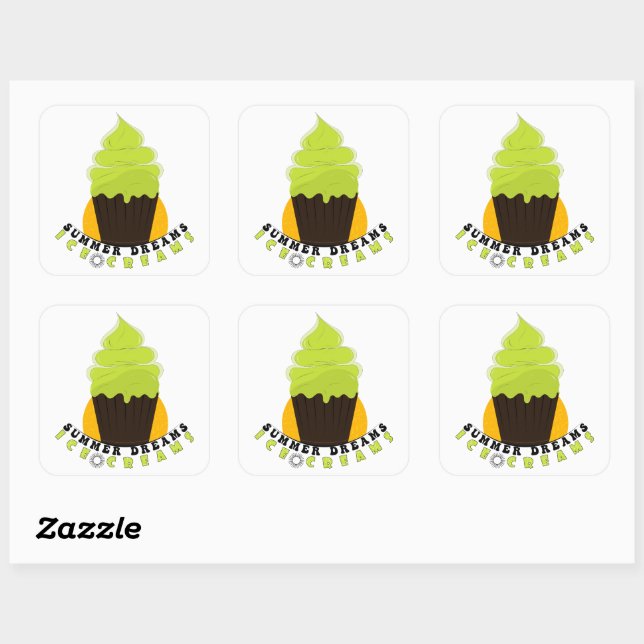 Sticker Carré Glaces de rêves estivaux  (Feuille)