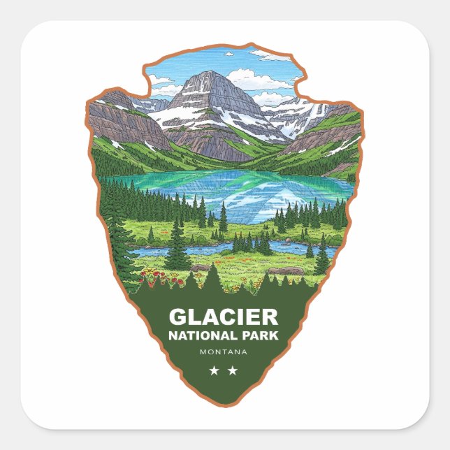 Sticker Carré Glacier National Park Montana Arrowhead (Devant)