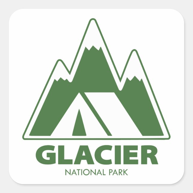 Sticker Carré Glacier National Park Mountains Camping (Devant)