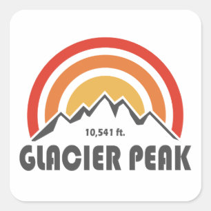 Sticker Carré Glacier Peak, Washington