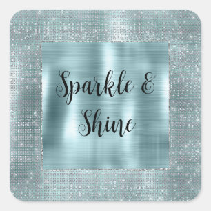 Sticker Carré Glam Aqua Glitzy Silver Sparkle