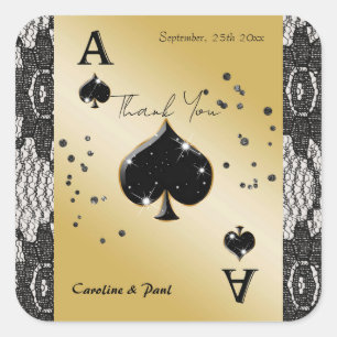 Sticker Carré Glam Black Lace As de Pique Carré Favori