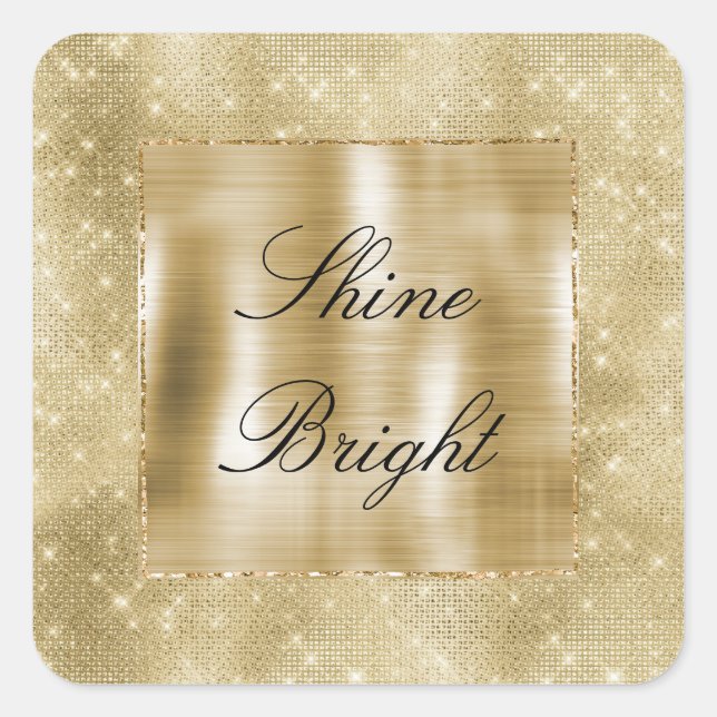Sticker Carré Glam Champagne Gold Glitzy Sparkie (Devant)