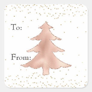 Sticker Carré Glam Gold Blush Rose Sparkie Christmas Tree