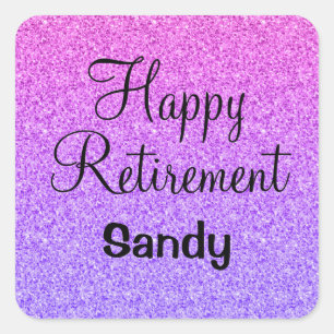 Sticker Carré Glam Happy Retirement Ombre Purple Parties scintil