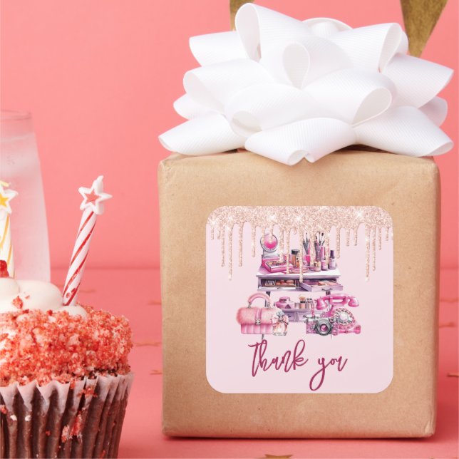 Sticker Carré Glam Makeup Girl Anniversaire (Fête)