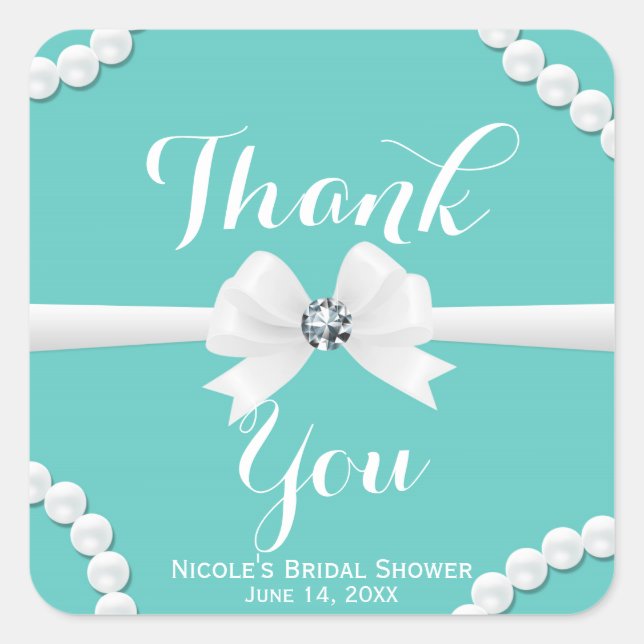 Sticker Carré Glam Pearls & Bow Bling Elegant Chic Favoriser (Devant)