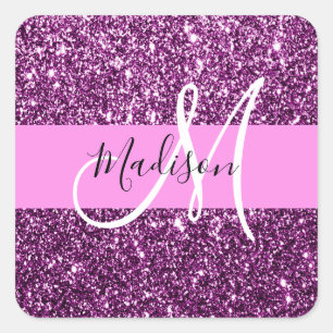 Sticker Carré Glam Pink & Purple Parties scintillant Sparkings N