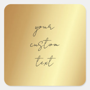 Sticker Carré Glamor Faux Gold Votre Texte Personnalisé Ici Modè