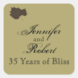 Sticker Carré Glamour d'automne en Sceau d'enveloppe Brown et or
