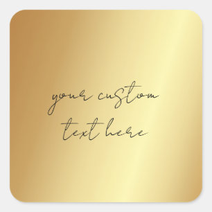 Sticker Carré Glamour Faux Gold Votre Texte Personnalisé Ici