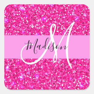 Sticker Carré Glamour Fille Chaude Paillettes Rose Pailletées Mo