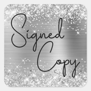 Sticker Carré Glitterie Silver Foil Coeur mou Signé Copie