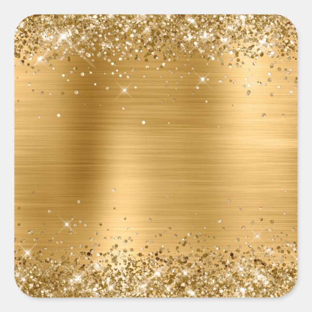 Sticker Carré Glittery Gold Foil Blu (Devant)